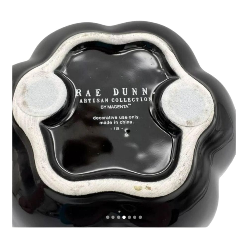 Rae Dunn TRICK OR TREAT Black and White Gloss Pumpkin Set - Picture 3 of 5